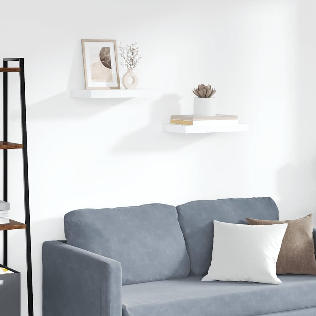 vidaXL White Floating Wall Shelves - 2 pcs | 15.7"x9.1"x1.5" | Modern Home Display | Easy-Install | Invisible Mounting System | Honeycomb MDF and Metal Frame