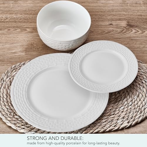 Image of Pfaltzgraff Sonya White 24 Piece Plate Bowl Dinnerware Set, Service for 8