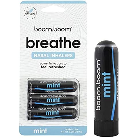 Aromatherapy Nasal Inhaler (Single Pack) by BoomBoom | Enhances Breathing + Boosts Focus | Breathe Vapor Stick Provides Fresh Cooling Sensation | Made with Essential Oils + Menthol (Mint) Cover