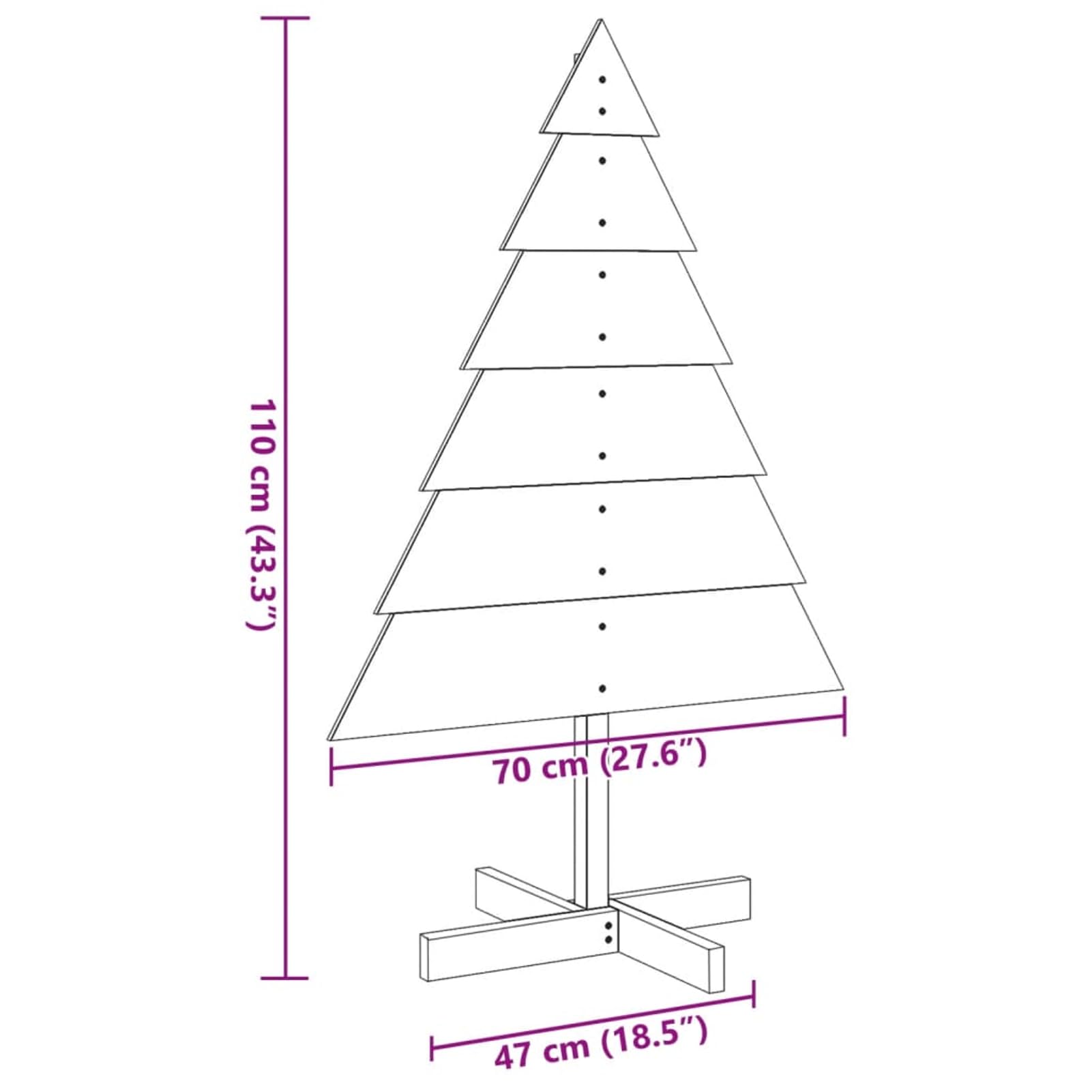 Árbol de Navidad de Adorno Madera Maciza 110 cm de Montaje rápido, para Decoración Navideña de Fiesta en Casa
