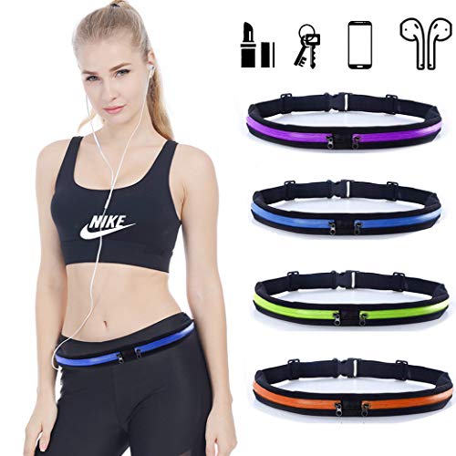 Limiwulw - Riñonera para Correr con 2 Bolsillos expandibles para Hombres y Mujeres, Senderismo, Correr, Caminar, Ciclismo, etc, a Prueba de Sudor, Impermeable, Funda para teléfono móvil, Azul