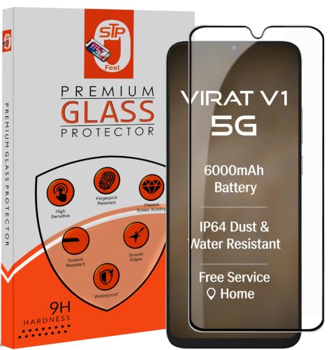 Image of STP FEEL Premium HD+ Tempered Glass Screen Protector Guard Compatible For Lava Virat V1 5G / Virat V1 (6.75 Inch, Pack of 1) | Edge to Edge Coverage With Easy to installation kit for Smartphone