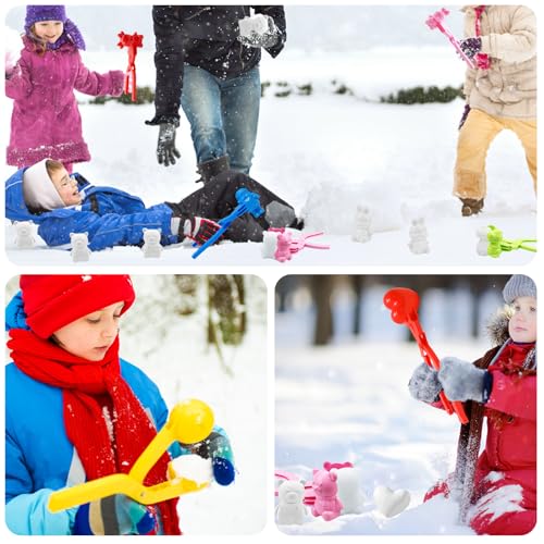 Schneeballzange Kinder, 6 Stück Schneeball Former, Winter Schneeball Maker, Outdoor -Spielzeug, Verschiedene Formen mit ø 7 Cm, Geeignet für Kinder Erwachsene, um Schneeball im Schnee zu Spielen