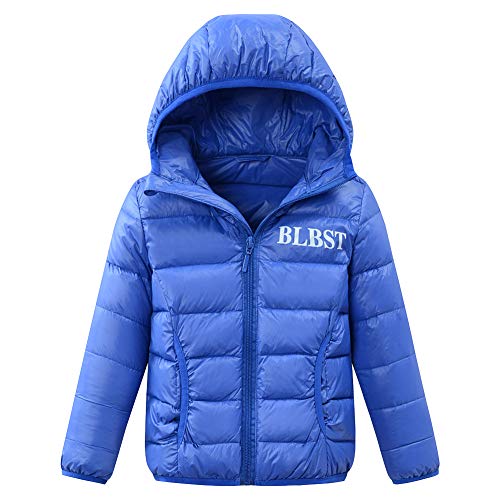 Preisvergleich Produktbild LPATTERN Kinder Jungen / Mädchen Leicht Daunenjacke Steppjacke Winterjacke Übergangsjacke gefüttert mit unabnehmbarer Kapuze, Marineblau, 122 / 128(Label: 130)