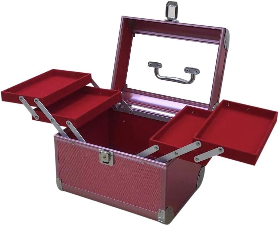 Professional Beauty Makeup Cosmetic Vanity Case/Box (Rose Pink Colour)