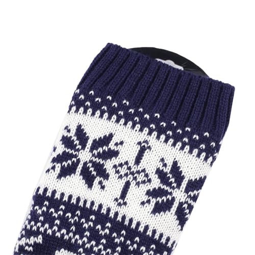 Image of Women Fall Winter Knit Leg Warmers Christmas Snowflake Elk Print Fleece Lined Boot Cuffs Holiday Socks
