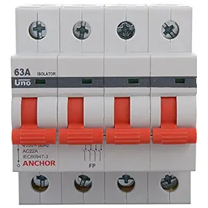 Anchor by Panasonic 98064 4 Pole UNO Series Isolator, 63 Amp, White