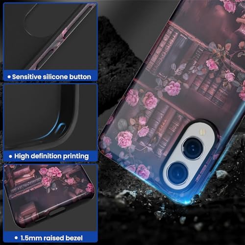 DAIZAG Case for Samsung Galaxy S25 Edge,Mixed 2 Layer Design Shockproof Soft TPU Ddouble Protection Phone Case for Samsung Galaxy S25 Edge-Vintage Bookshelf Rose - image 5