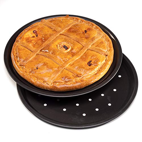 Juego de 2 moldes para pizza con agujeros (34 cm)