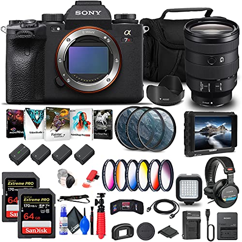 Sony Alpha a7R IIIA Mirrorless Digital Camera (Body) (ILCE7RM3A/B) + Sony FE 24-105mm f/4 Lens + 4K Monitor + Pro Headphones + Pro Mic + 2 x 64GB Card + Corel Photo Software + More (Renewed)