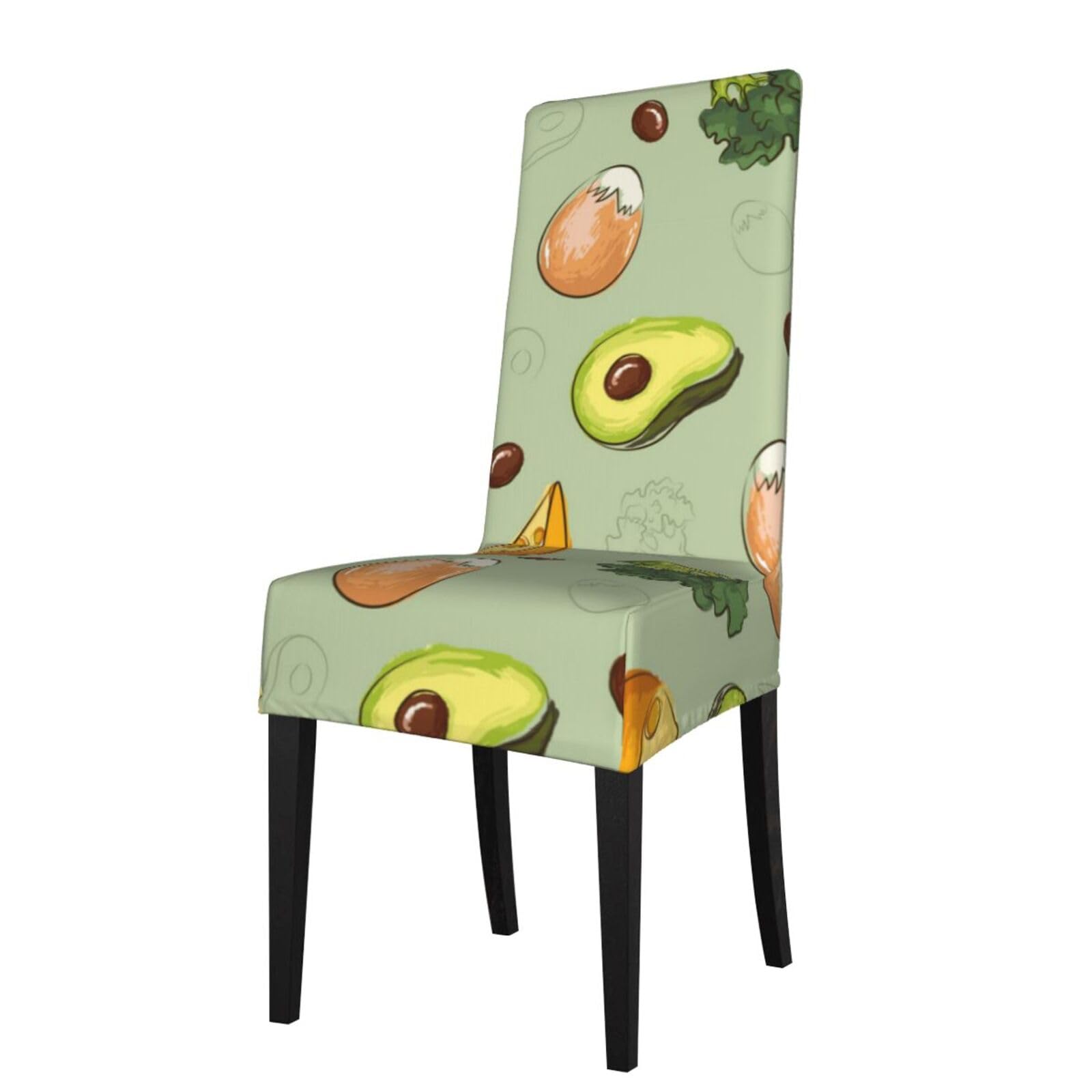 LKYMOH Doodle Broccoli Cheese Avocado, Chair Covers Stretch Chair Slipcovers for Dining Room, for Party Pet Protection Universal Fit Soft Polyester