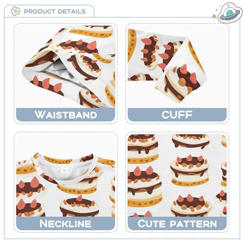 JUNZAN Cute Cartoon Strawberry Cakes Kids Boys Sweatshirts Hoodies Long Sleeve Outerwear for Kids Camping 4T3