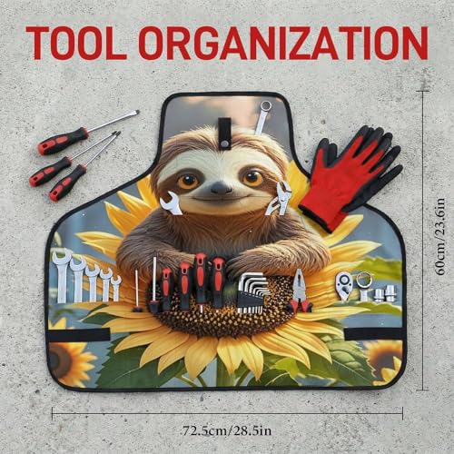 Delantal con diseño Cartoon Sloth sobre girasol miniatura 2