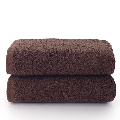 Top Towel - Plus - Lot de 2 Serviettes de Toilette - Serviettes de Bain - 100% Coton - 400 g/m² - Dimensions 100 x 50 cm - Brun
