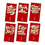 Chinesischer Roter Umschlag 2026-6er Set Hong Bao für das Jahr des Pferdes, Traditionelle Glücksgeld-Umschläge für Mondneujahr, Frühlingsfest & Hochzeiten, Goldgeprägte Geldumschläge (9x17cm)