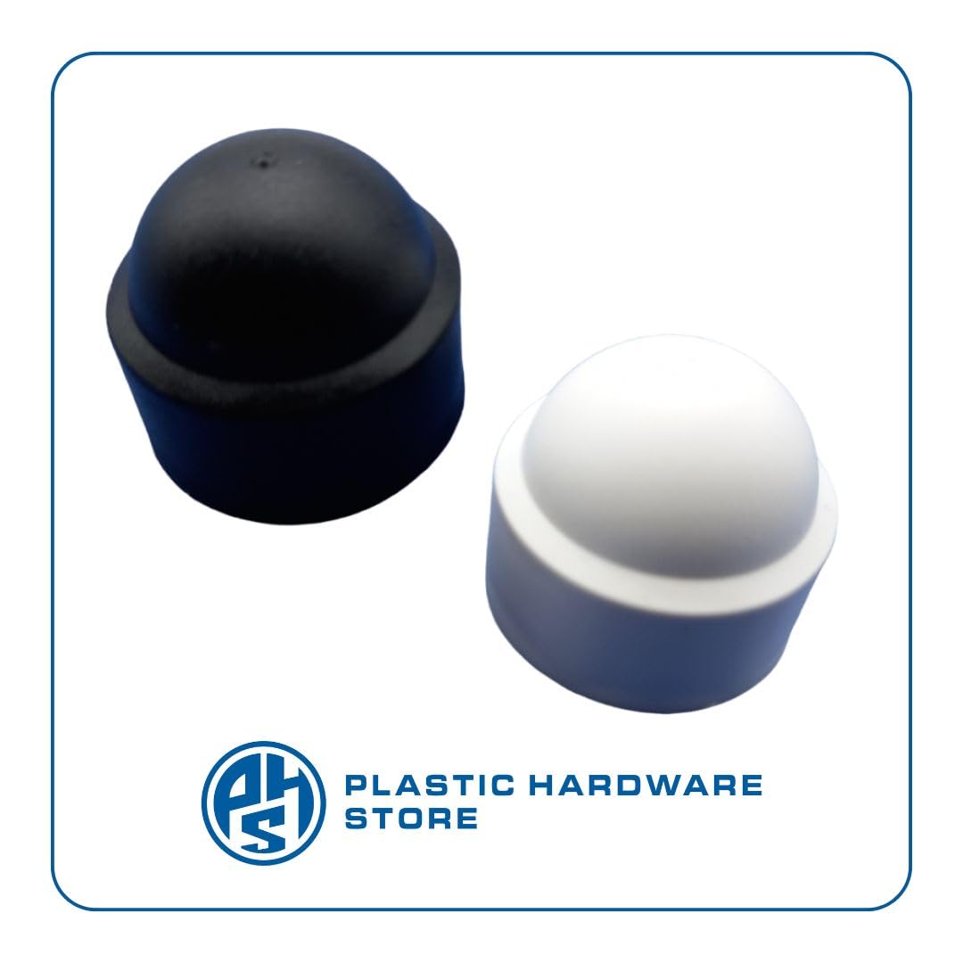 Tapones de plástico (polietileno) con cúpula, tapón protector para tornillos con cabeza hexagonal, para tornillos, tuercas y pernos - M27 - Negro - 100 unidades Plastic Hardware Store