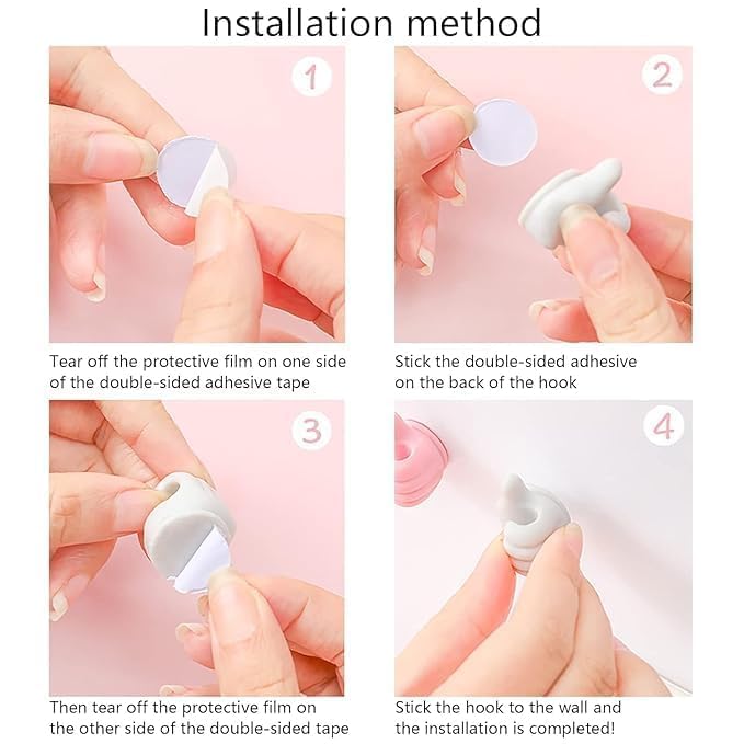Image of Self Adhesive Thumb Wall Hooks for Hanging, Cable Clips, No Punching Key Hook Holder, Wall Hangers Silicone Hooks Desk Wire Management, Random Color, Pack of 10 (Big Size), Multicolour