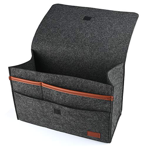 HOGAR AMO 2 in 1 Feutre épais Poche de lit de Chevet Canapé Lit Organisateur de Poche Bien Rangé pour Jouet, Téléphone, Télécommande, Magazine, Lunettes, Livre, Pad 31.5x15cm