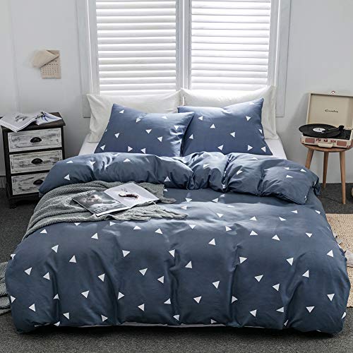Argstar 2 Pcs Duvet Covers Twin, Geometric Bedding Set Covers, Triangle Pattern Blue