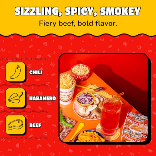 Image of Maruchan Instant Lunch Ramen Noodles, Hot & Spicy Beef Flavor - Japanese-Style Instant Noodle Soup, Easy Meal Ready in 3 Minutes - 2.25 Oz. (12 Pack)