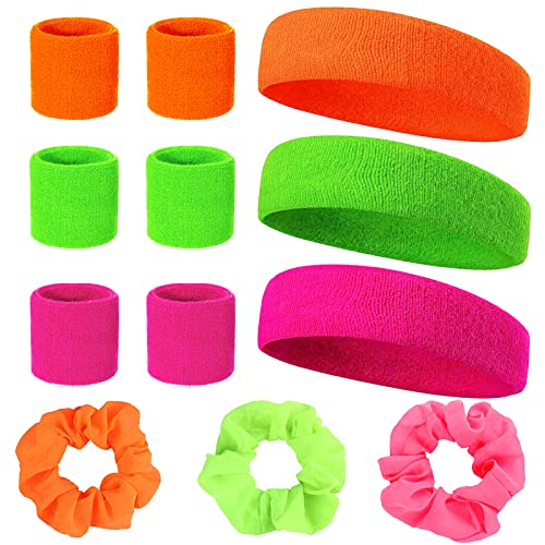 Neon 80er Schweißband Set 9-Teiliges Jahre Schweißband Stirn Schweißband Handgelenk und 3 Stück Schöne Fluoreszierende Farbe Neon Haargummis Retro Party Accessoires Für Damen und Herren in 3 Farben Neon 80er Schweißband Set 9-Teiliges Jahre Schweißband Stirn Schweißband Handgelenk und 3 Stück Schöne Fluoreszierende Farbe Neon Haargummis Retro Party Accessoires Für Damen und Herren in 3 Farben