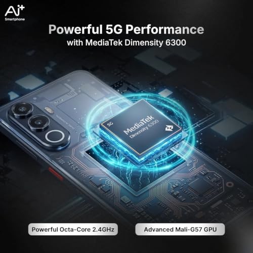 Image of AI+ Nova 2 Neo 5G Smartphone, 128 GB, Black, Android 16, 4 GB RAM, Mediatek Dimensity 6300, 2.4 GHz, 6.745 Inch HD+ Display