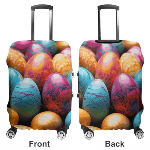 Easter Day Colorful Eggs Printed Luggage Cover Protector, Fits 18-32 Inch Luggage3