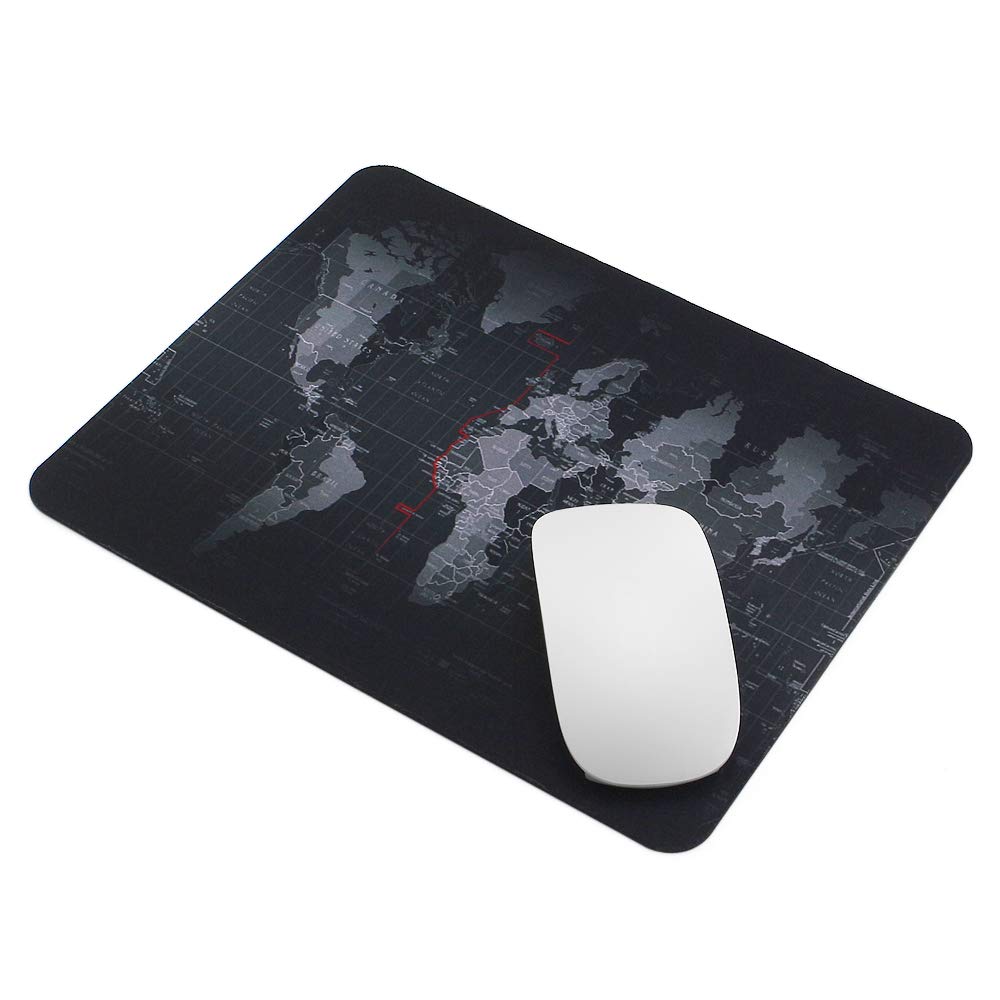 ProElife Premium Mouse Pad Mat Slim Cloth Gaming Mousepad 9.4'' x 8.7'' with Non-slip Rubber Base for Home Office Gaming Laptop Computer Small Mouse Mat with Accurate Cursor(World Map)