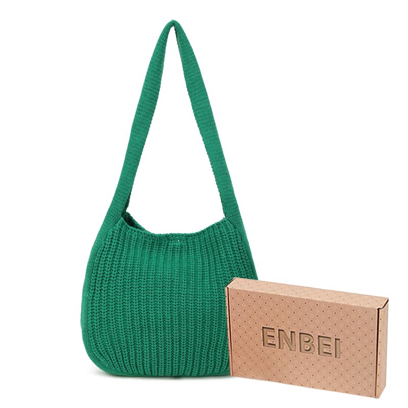 Image of ENBEI Women's Crochet Tote Bag Knit Shoulder bag,Aesthetic Bag,Cute Eco-Friendly Tote for Travel,Daily Use,Gift Box Packaging
