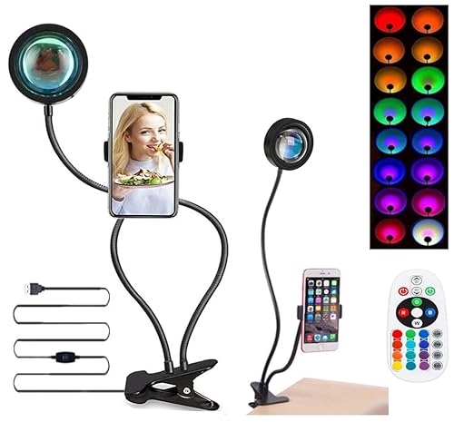 COSHANO Lampara del Atardecer con USB, 16 Colores, Mando a Distancia