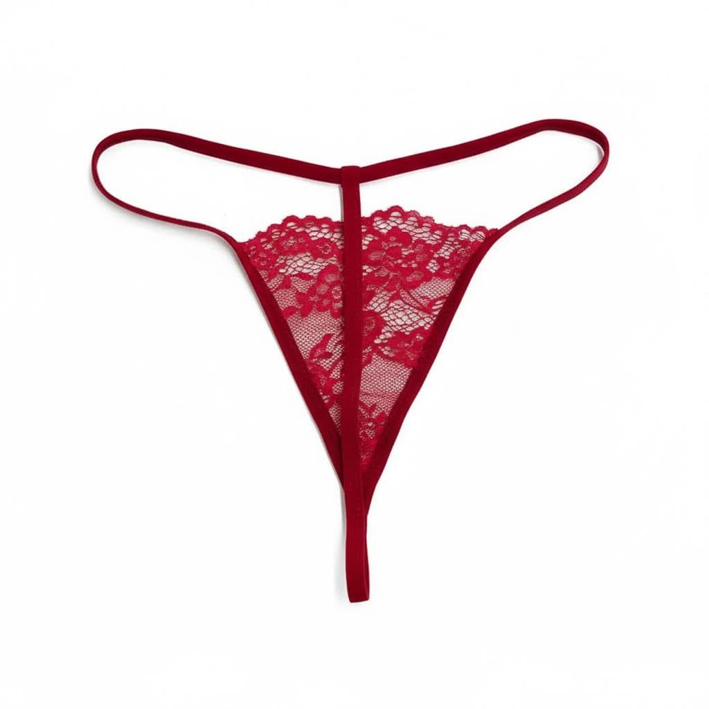 meezx fashion Women's Floral Lace T-Back Thong, Red Free Size-picture-46