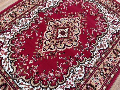 Image of TTC THREAD & TEXTURE CARPET Traditional Comfort: Power-Loomed Carpets for Living Room- Every Space Area Rug Color Red Size 7x10 Feet (210x300cm)