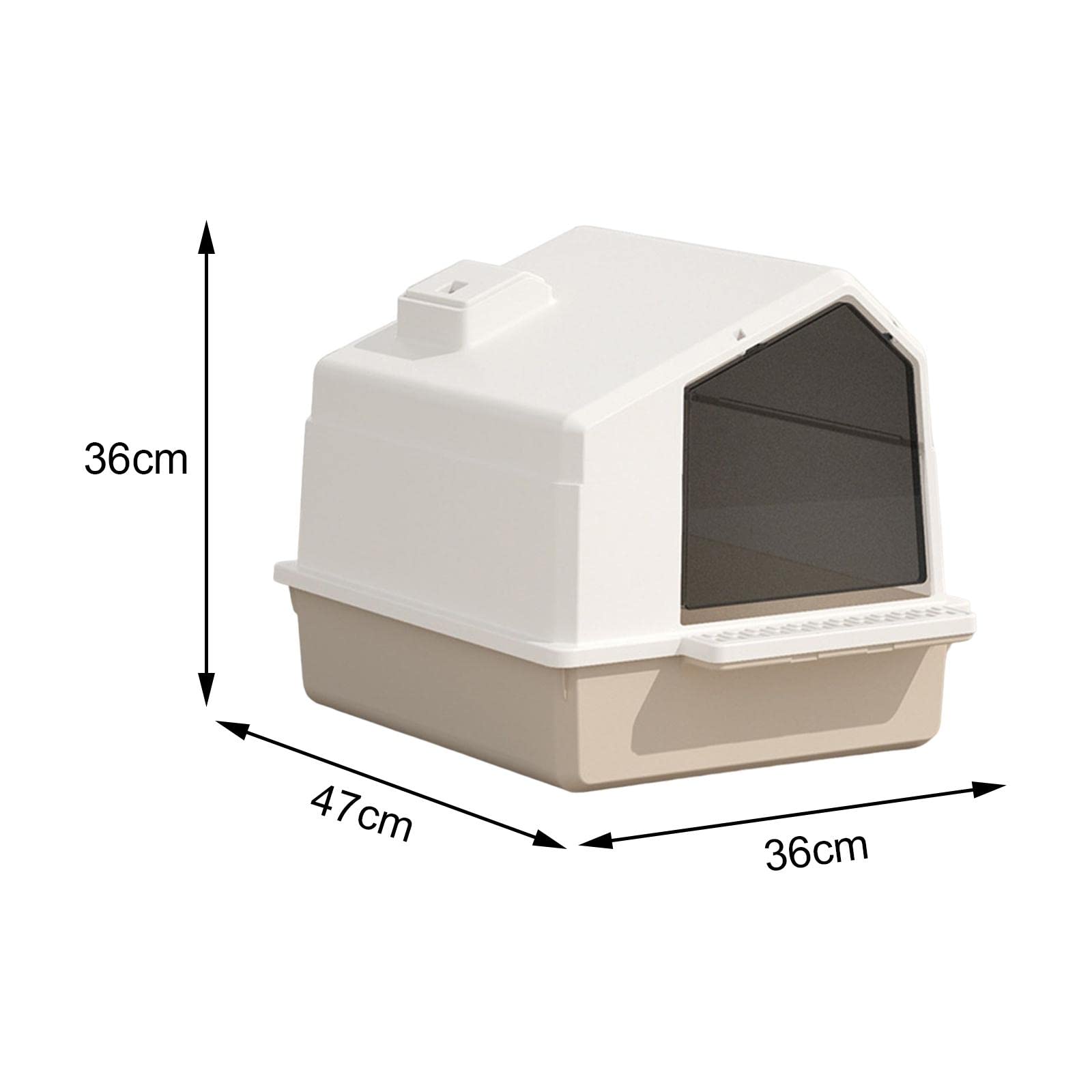 Arenero Grande para Gatos, Integrado, con Tapa Y Pala Incorporada - Fácil de Limpiar - Fabricado en PP - Práctico para Gatos de Interior, marrón