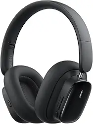 Baseus Bowie H1i ANC Headphone, Fone de Ouvido Bluetooth, Cancelamento de Ruído do ANC com Microfone, Certificação Hi-Res Audio, 100 Horas de Duração da Bateria (Preto)