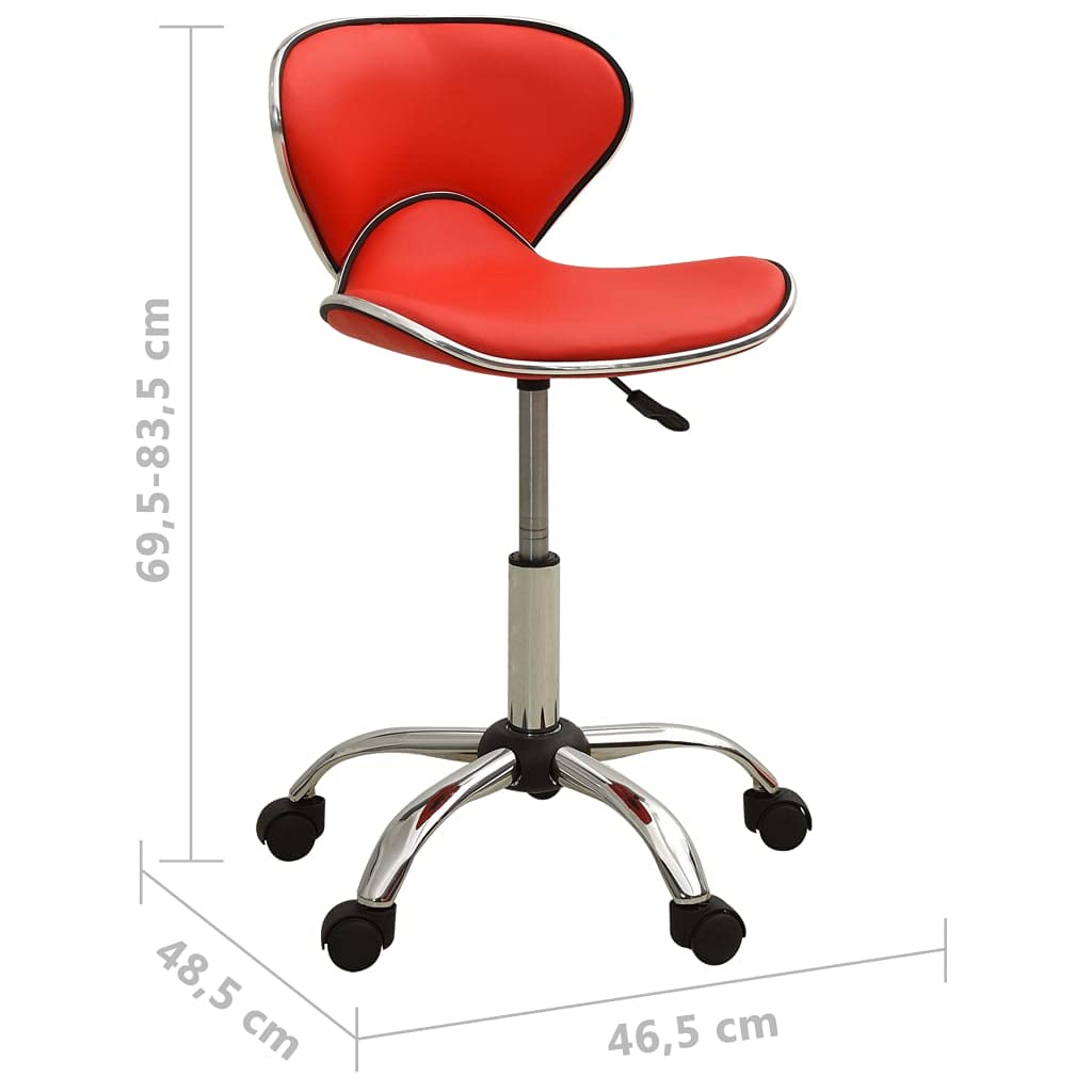 Friseur Rollhocker Rot mit höhenverstellbarer Gasdruckfeder drehbar und kippbar für Salon, Kosmetikstudio, Friseur, Barber, professionell, mit 5 Rollen, 110 kg