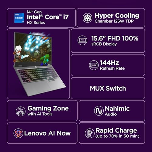 Image of Lenovo LOQ 2025 Intel Core i7-14700HX| NVIDIA RTX 5060 8GB (32GB RAM /1TB SSD /144Hz Refresh Rate /572 AI TOPS /15.6 inch (39.6cm) /Windows 11 /Office 2024 /3 Mon. Game Pass /Grey /2.4Kg), 83JE00U3IN