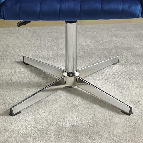 Art Leon Modern Desk Chair No Wheels, Velvet Home Office Chair, Adjustable Height Swivel Chair, Accent Armchair With Aluminum Alloy Base For Small Space Home Office, Dark Blue #TOP6