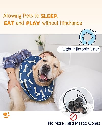 Image of Supet Inflatable Dog Cone Collar Alternative After Surgery, Dog Neck Donut Collar Recovery E Collar, Soft Pet Cone for Small Medium Large Dogs