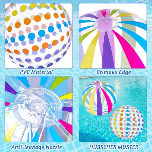 Farnirvana 2 Stück Wasserball Aufblasbar, 40cm Bunt Gestreifter WasserbäLle, Aufblasbarer Ball, Aufblasbare Schwimmbad Spielzeu, für Schwimmbad, Strand,Outdoor-Aktivitäten