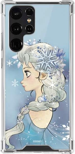 Skinit Funda transparente compatible con Galaxy S22 Ultra, diseño de retrato lateral de Elsa de Frozen de Disney con licencia oficial Skinit Funda transparente compatible con Galaxy S22 Ultra, diseño de retrato lateral de Elsa de Frozen de Disney con licencia oficial