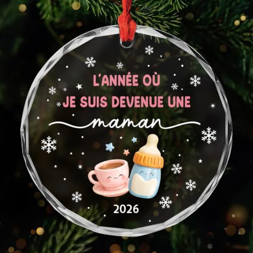 Image of Cadeau Plus 2026 Year I Became A Mum Ornament - Christmas Ornament, First Christmas Ball, My First Christmas Ball for Mum to Be (Model #2)