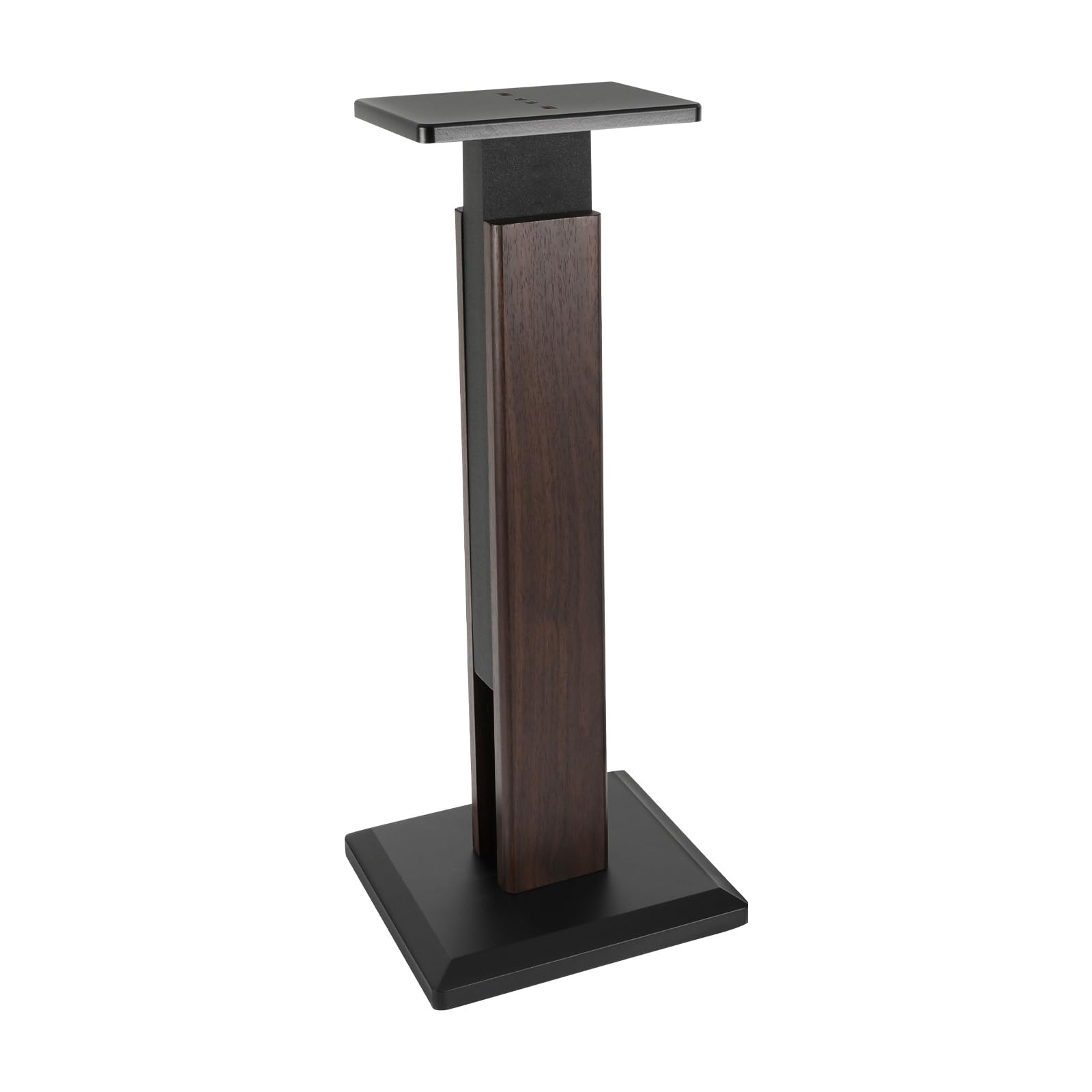 Set di 2 supporti per altoparlanti, regolabili in altezza 65-85 cm, MDF impiallacciato, portata fino a 30 kg, per altoparlanti da scaffale, home theater e studio (colore noce + nero)