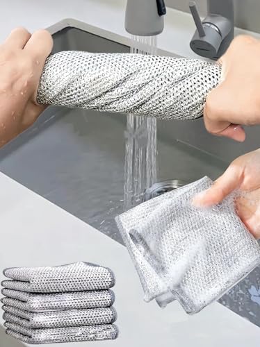 Image of 2024 New Cleaning Sponges Multipurpose Wire Miracle Cleaning Cloths, 2 Pack Wire Dishwashing Rags for Non-Stick Cookware, Kitchen, Sinks, Scrubs & Cleans for Dishes