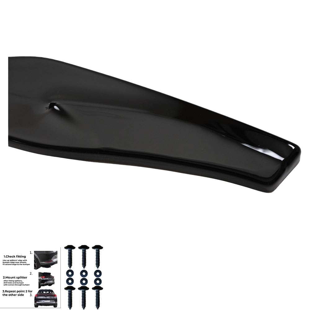 Oneway Jupes de pare-chocs arrière (coins) compatible avec Audi A3 8Y Sportback S3/S-Line 2020-2024 - Noir brillant