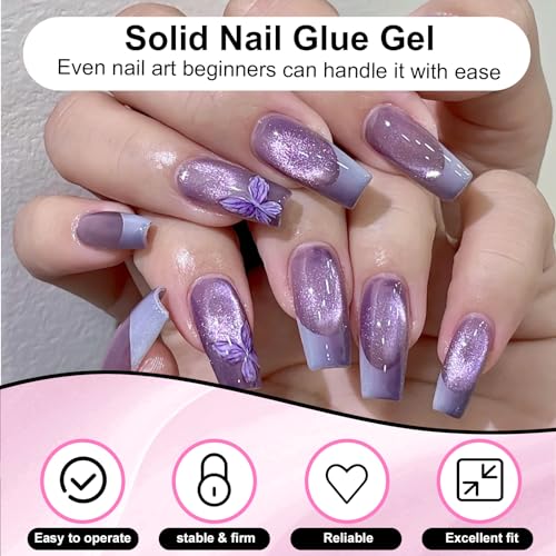 2 * 15ML Fester Nagelkleber für Kunstnägel, Nagelspitzen Klebegel, Acryl Nagelspitzen Klebegel UV-Härtung, Fingernägel Klebegel UV Easy to DIY Nail Art zu Hause, Salon