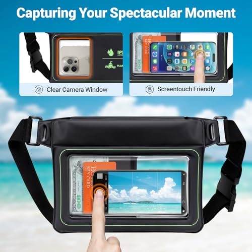 Image of F-color Waterproof Fanny Pack Floating - Waist Pouch with 35oz Buoyancy - Cruise Essentials Must Haves Waterproof Bag Keeps Phone Valuables Safe for Swimming Beach Kayaking Boating