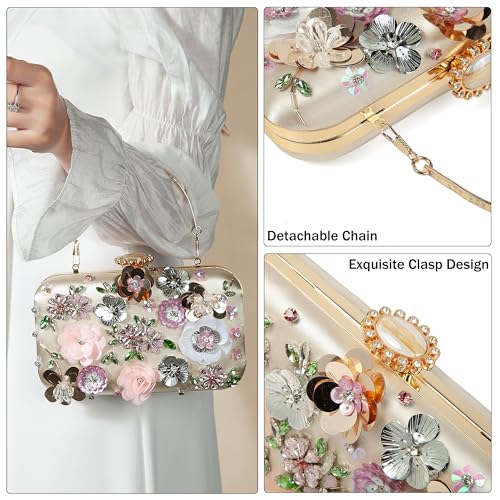 Image of Womens Vintage Floral Embroidery Clutch Evening Handbag Shoulder Bags Purse for Wedding Party Prom