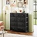 WLIVE 9-Drawer Dresser, Fabric Storage Tower for Bedroom, Hallway, Entryway, Closet, Tall Chest Organizer Unit with Fabric Bins, Steel Frame, Wood Top, Easy Pull Handle, Charcoal Black