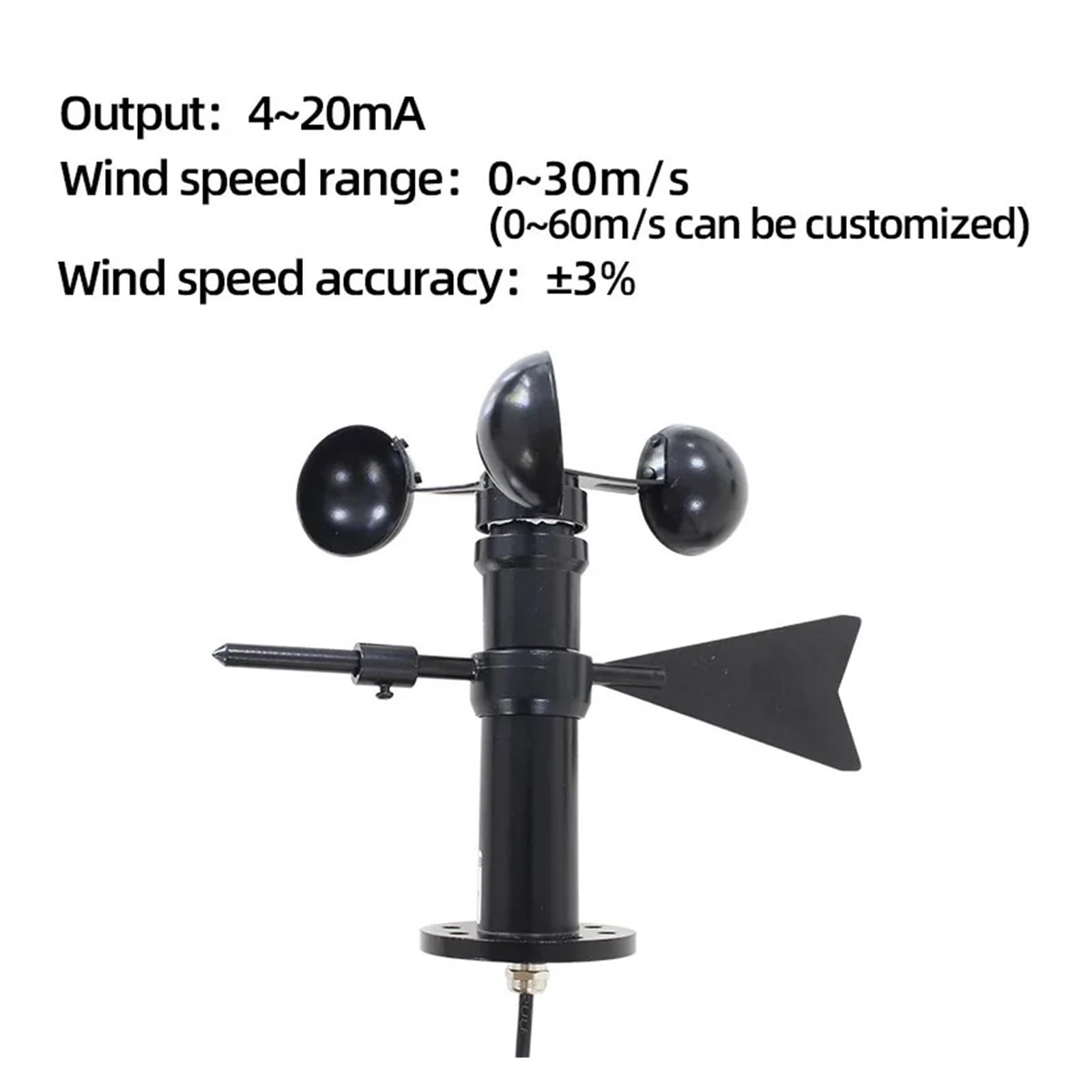 SM5388 Aluminum Alloy Tower Crane Wind Speed and Wind Direction Sensor Three Cup Tester 360° Weather Station(2000mm NPN.NO NC)