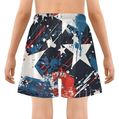 Bolaz Toddler Boys Swimwear Swim Trunks with Compression Liner 4T Grunge White Blue Stars3